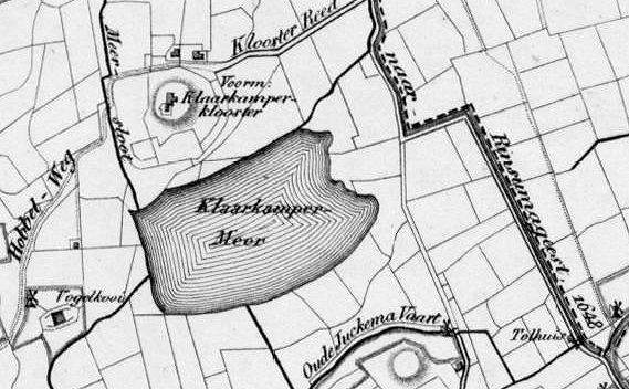 voormalig klooster Klaarkamp op een terp rond 1850 (Eekhoff-atlas)