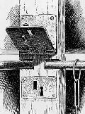 detail boekenkast met ketting, uit Streeter (blz. 302)