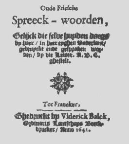 titelblad Friese spreekwoorden 1641